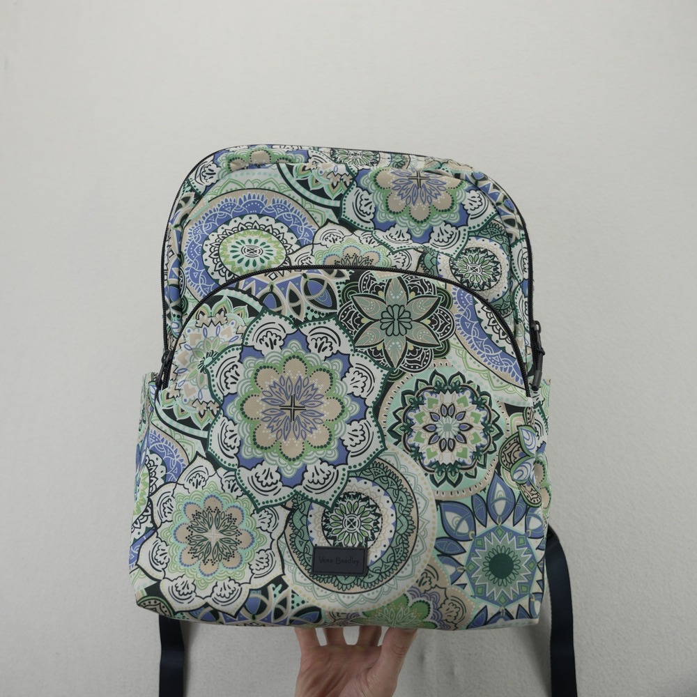 Vera Bradley Backpack Green Blue Sketched Medallion Print Laptop Bag VBI23